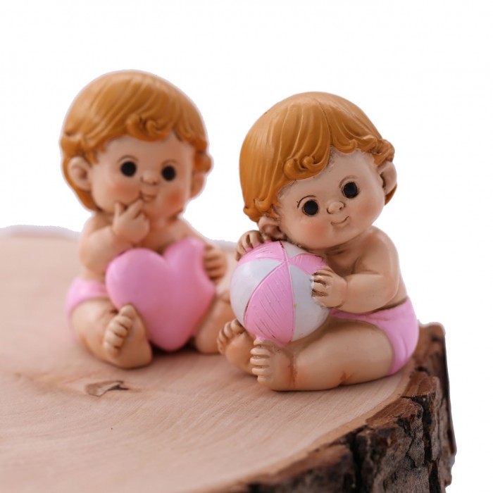 Bimba con Palla e Cuore statuina Bomboniera Fai da te