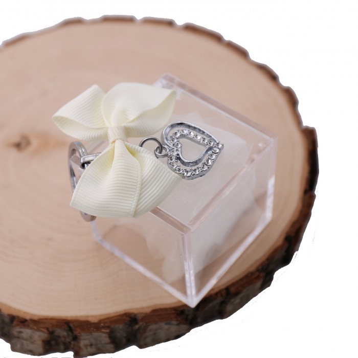 Bomboniere Online Plexiglass Bianco Verde con Ciondolo Cuore Strass Ma