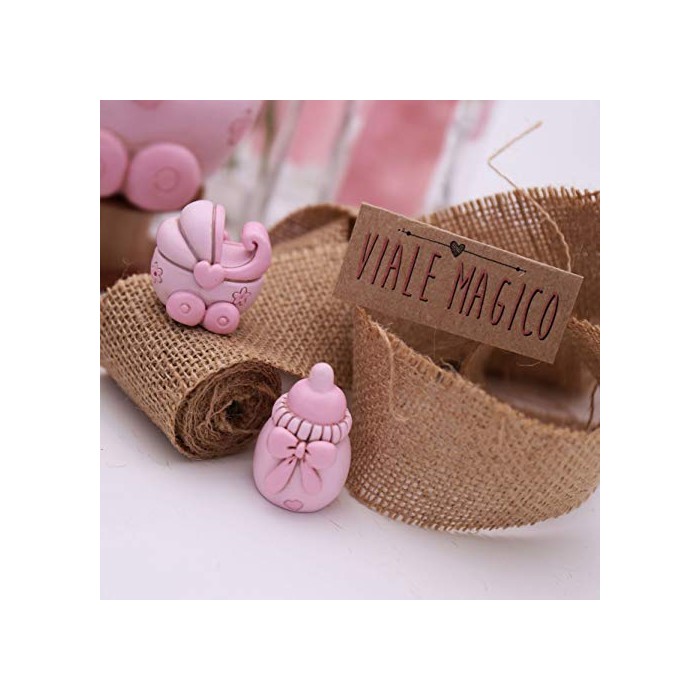 VialeMagico Bomboniere Battesimo Faidate Biberon e Carrozzina Bimba Statuina Kit 12 PZ