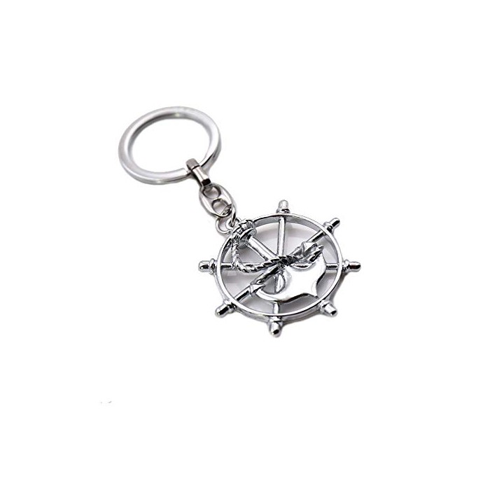 GreenFord Bomboniera Marine Portachiave Ancora e Timone Silver (Kit 10 Pezzi) G319-P