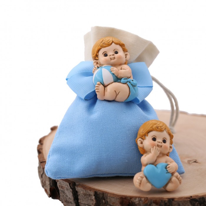 Bimbo con Palla e Cuore Calamita Bomboniere Confezionate