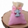 Elefantino Bimba Portachiavi con dettagli Rosa e Corona oro Bomboniere Confezionate