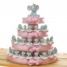 Elefantino Bimba Portachiavi con dettagli Rosa e Corona oro Torta Bomboniere