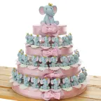 Elefantino Rosa corona Bomboniera Battesimo e Nascita Torta statuina Bimba