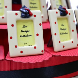 Portafoto Cappello Laurea con Pois Torta Bomboniere Laurea
