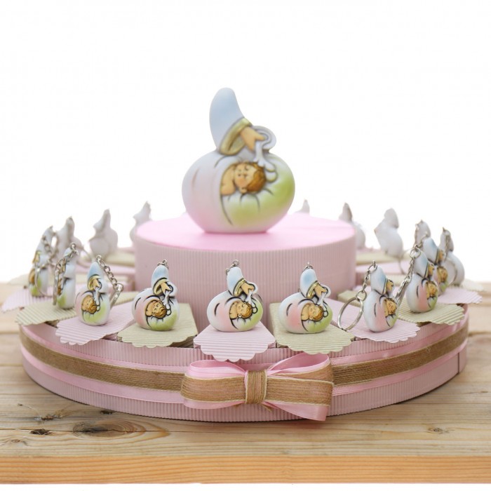 Torta Bomboniere Portachiave Battesimo Bimba