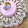 Bomboniera bambina prima comunione con calice sacramento su torta portaconfetti