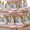Bomboniera bambina prima comunione con calice sacramento su torta portaconfetti