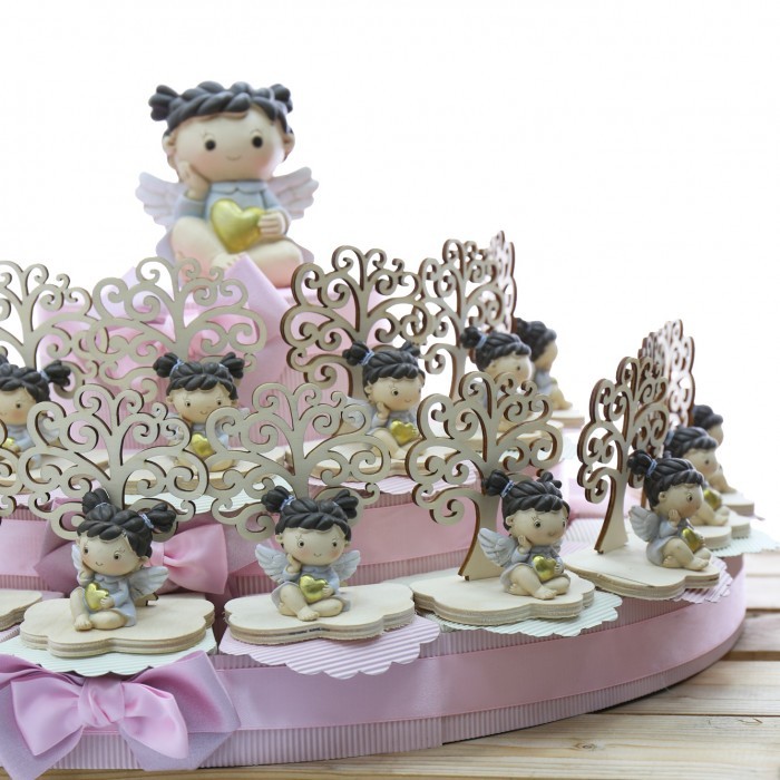 Bomboniere Angeli con Cuore Battesimo Torta Bomboniere Portaconfetti Albero della Vita