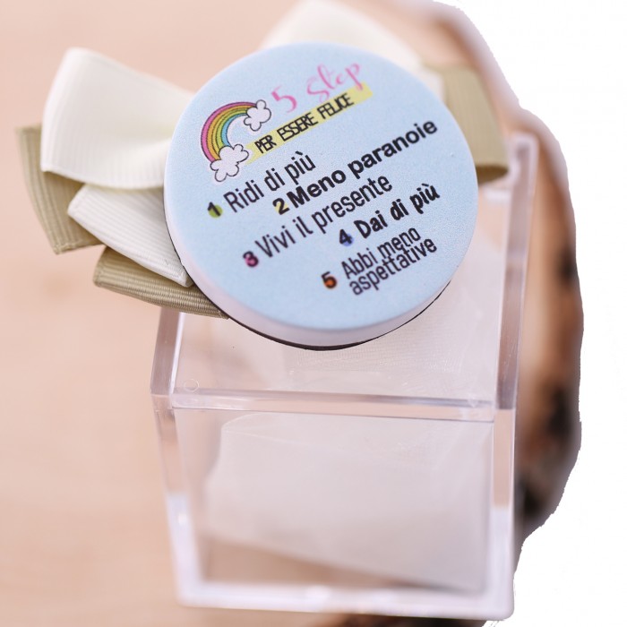 5 Step per essere felice Bomboniere personalizzate frasi motivazionali