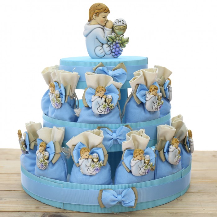 Bimbo Comunione Torta 25 Sacchetti Calamite Bomboniere Confezionate