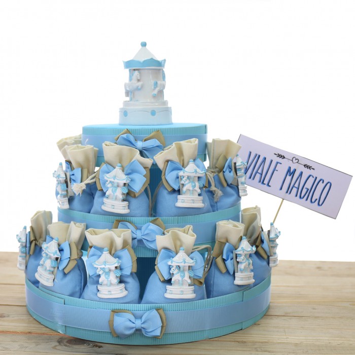 Carillon Bimbo Bomboniere Confezionate Torta 25 Sacchetti Calamite