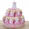 Carillon Rosa Bimba Bomboniere Confezionate Torta 25 Sacchetti Calamite