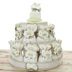 Bomboniera Matrimonio Albero della Vita Fedi intrecciate Calamite Torta 25 Sacchetti