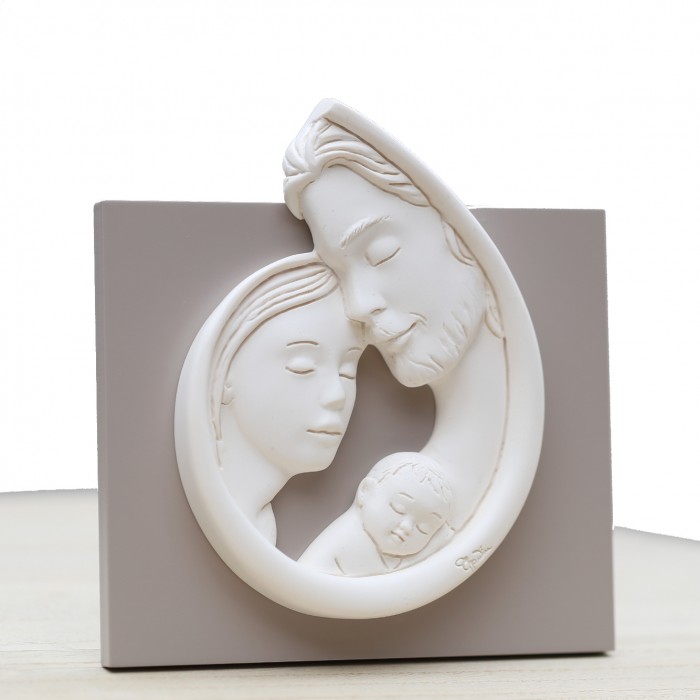 Quadretto Sacra Famiglia in rilievo sagoma pastello