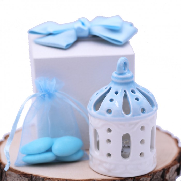 Gabbietta Primavera in ceramica diversi colori in Scatola da Cerimonia