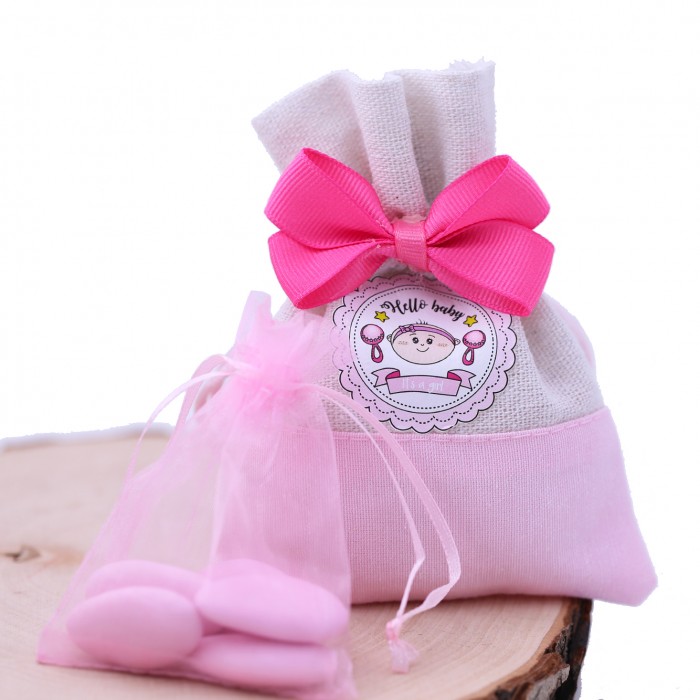 Sacchetti con stampa bicolor Bomboniere Nascita Bimba
