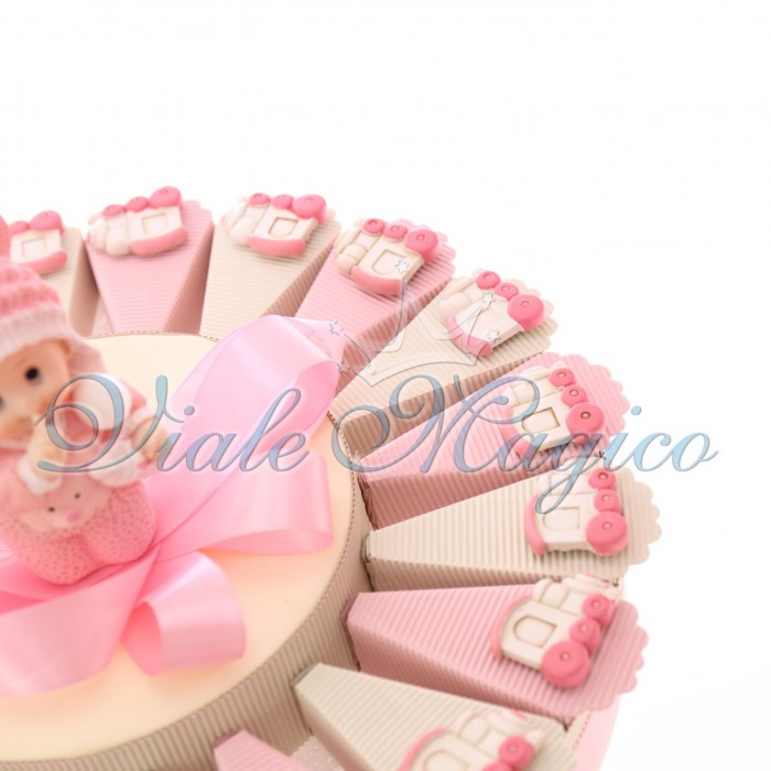 Torta Bomboniere Bimba Nascita Battesimo con Magnete Trenino Pupa