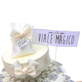 Torta Bomboniere Anniversario 25 Anni Portachiavi Glitter Argento