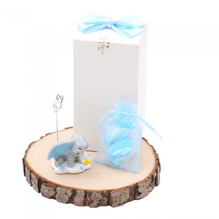 Bomboniera Disney Dumbo Nascita Bimbo MemoClip in Scatola da Cerimonia