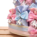 Bomboniere Nascita Portachiavi Unicorni Rainbow Gemelli Bimbo e Bimba in Torta 25 Sacchetti