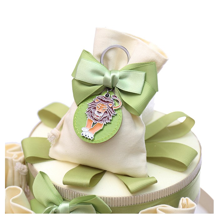 Torta Bomboniere 25 Sacchetti Compleanno Portachiavi Animali della Savana con Cerchietto di Pelle