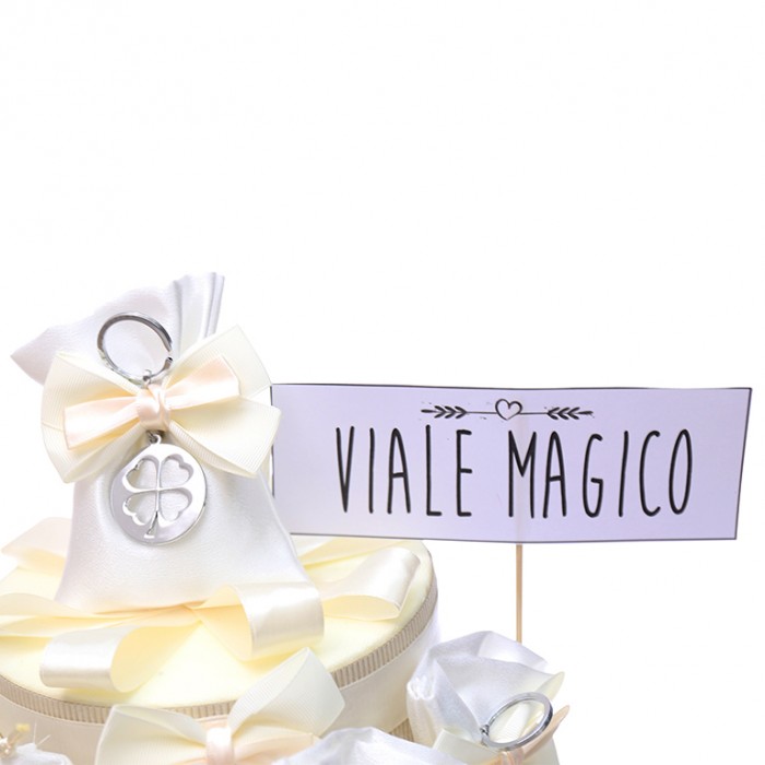 Bomboniere Portachiavi Quadrifoglio Traforato Portafortuna Torta da 25 Sacchetti