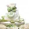 Bomboniere Portachiavi Quadrifoglio Traforato con Cerchietto di Pelle Verde Torta da 25 Sacchetti
