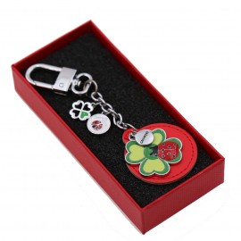 Viale Magico Accessori Regalo Portachiavi Quadrifoglio Portafortuna in Scatola con ciondoli e moschettone