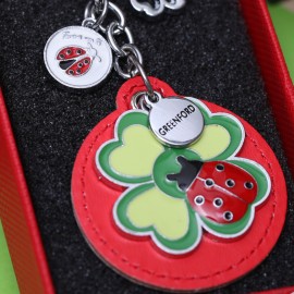 Viale Magico Accessori Regalo Portachiavi Quadrifoglio Portafortuna in Scatola con ciondoli e moschettone