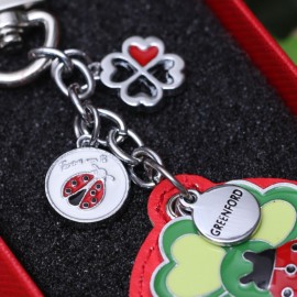 Viale Magico Accessori Regalo Portachiavi Quadrifoglio Portafortuna in Scatola con ciondoli e moschettone