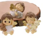Tris Statuine Angioletti Con Orsetto e Alette Dorate
