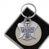Angelo Custode Portachiavi con Preghiera Regalo Elegante Accessorio con Cerchio in Ecopelle