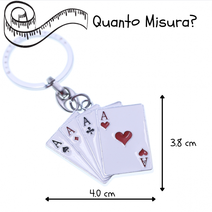 Bomboniera Compleanno Portachiavi Carte Poker D’Assi Torta da 25 Sacchetti Viale Magico