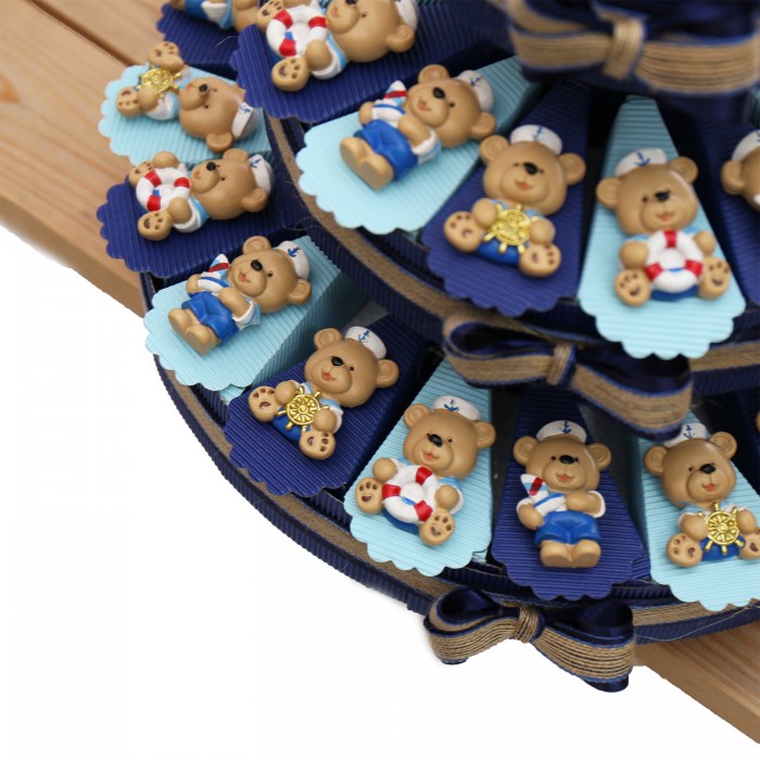 Magneti Orsetti Marinai su Torta Bomboniera Tema Mare