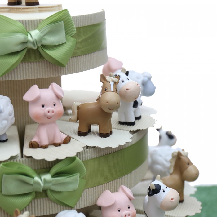 Animali Della Fattoria Statuine Su Torta Bomboniera