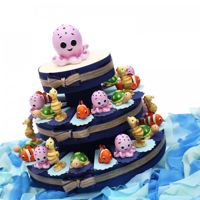 Torta Bomboniere tema mare Statuine Abitanti Dell’oceano