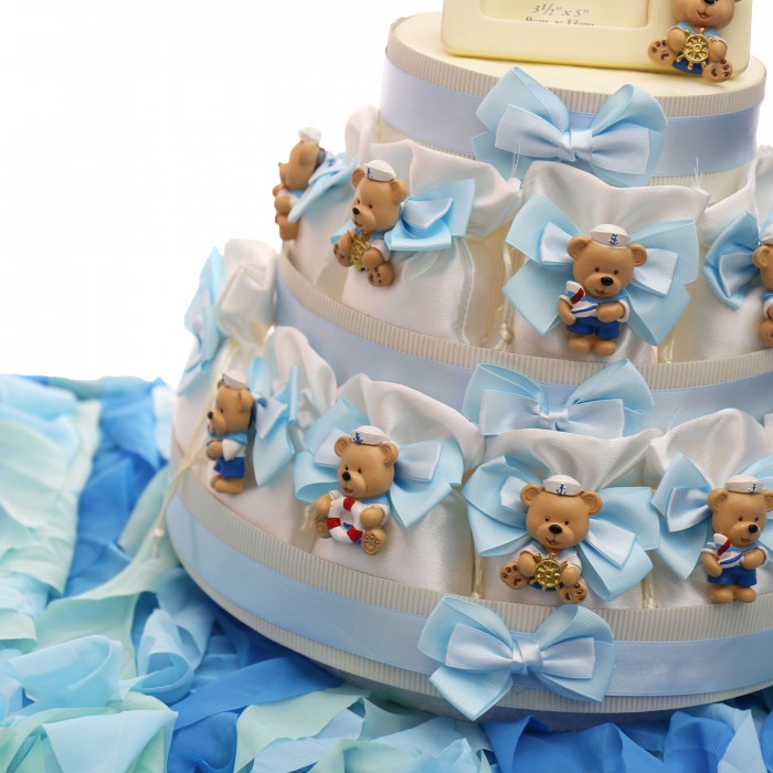 Magneti Orsetti Marinai su Torta Con Bomboniere su Sacchetti