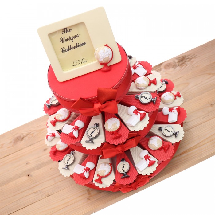 Tema Viaggio Bussola, Clessidra e Mappamondo torta bomboniere