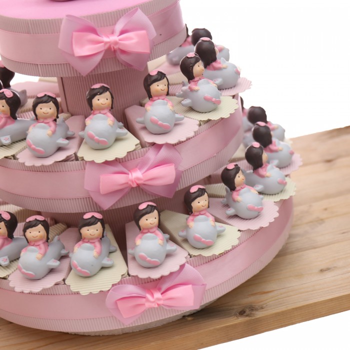 Bimba Pilota in Viaggio su Aereo Torta Bomboniere Comunione e Battesimo