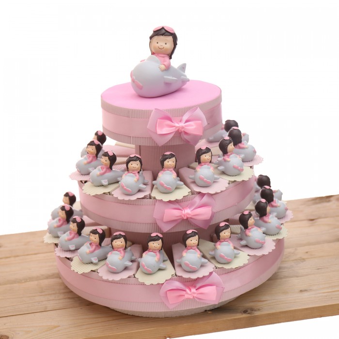 Bimba Pilota in Viaggio su Aereo Torta Bomboniere Comunione e Battesimo