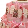 Bomboniere battesimo Bimba Orsetto Morbidoso su sacchetto Nascita di raso rosa - vialemagico