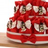 Torta Sacchetti in raso rosso con Gufetti Portafortuna Laurea