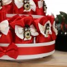 Torta Sacchetti in raso rosso con Gufetti Portafortuna Laurea