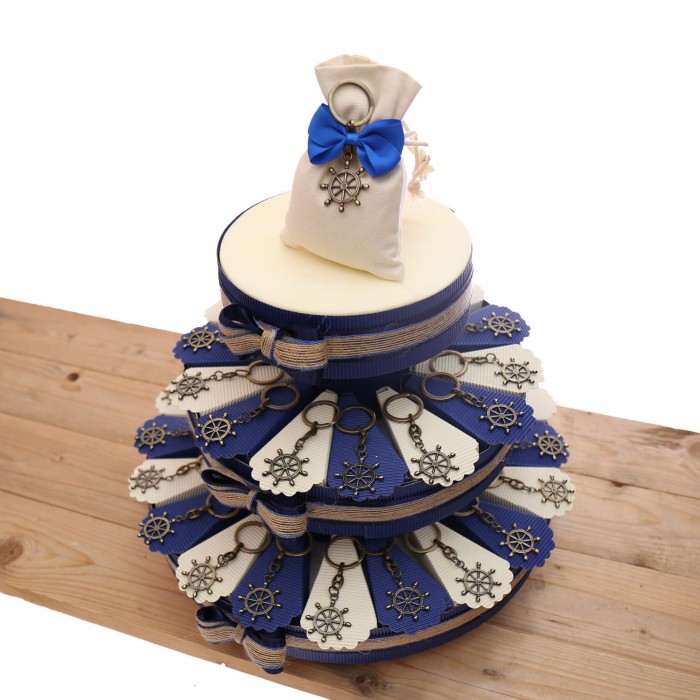 Bomboniere Prima Comunione Torta Tema mare con Timone Retrò portachiavi elegante
