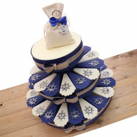 Ciondolo Ancora e Timone Bomboniere Tema mare su torta per compleanno