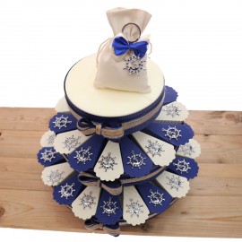 Ciondolo Ancora e Timone Bomboniere Tema mare su torta per compleanno