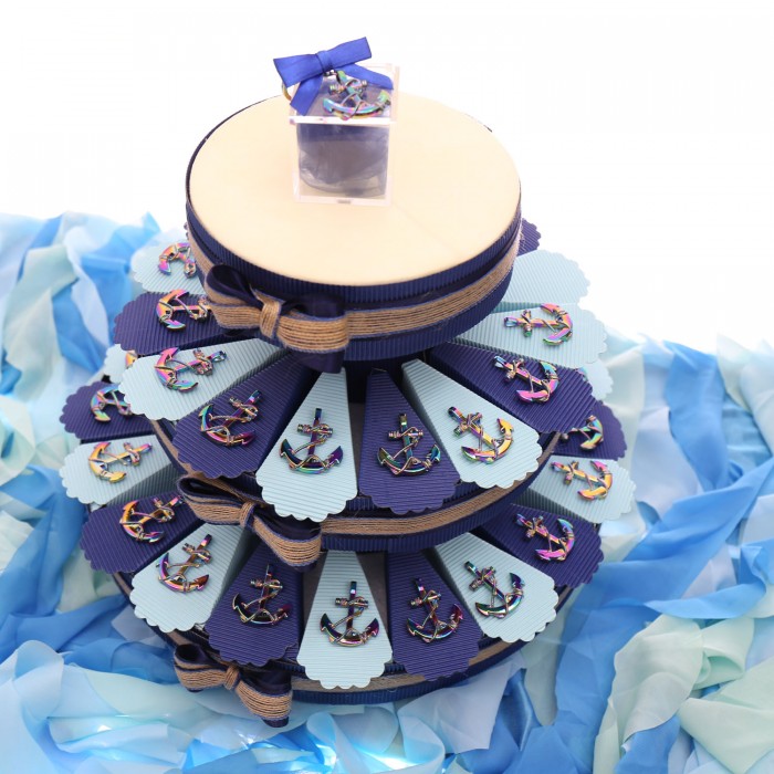 Ancora Rainbow Bomboniera Compleanno Tema Mare su Torta