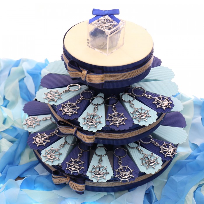 Portachiavi Ancora e Timone Silver Torta Bomboniere Compleanno