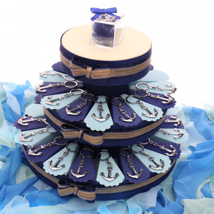 Ancora di Salvezza Torta Bomboniere con Portachiavi Silver